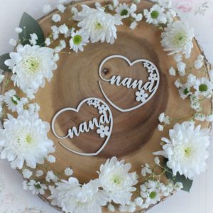 mothers day collection set of two nana hearts with flowers decorative laser cut chipboards