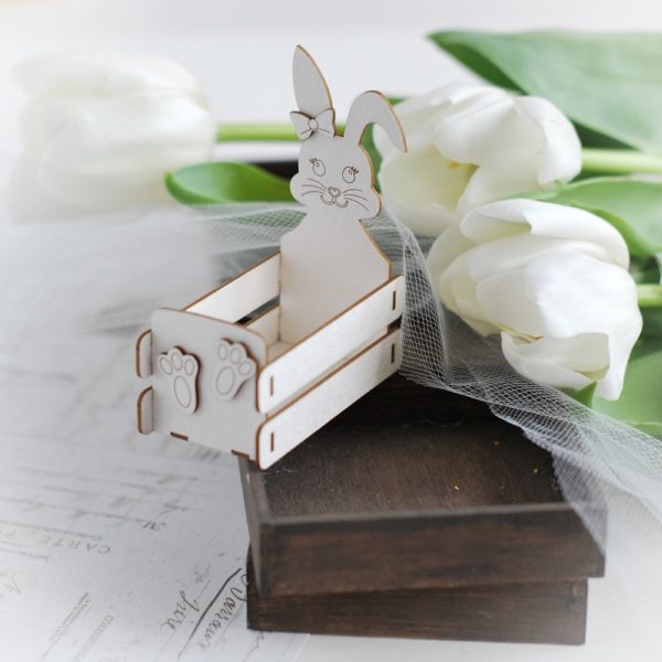 3d easter bunny box decorative laser cut chipboard