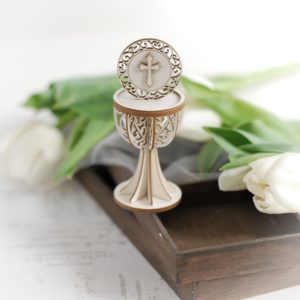 3d first holy communion chalice with cross decorative laser cut chipboard
