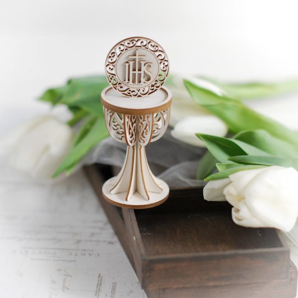 3d first holy communion chalice with ihs decorative laser cut chipboard
