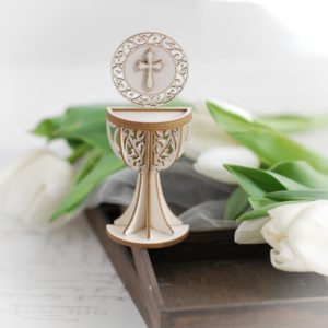 3d half first holy communion chalice with cross decorative laser cut chipboard
