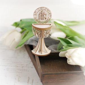 3d first holy communion half chalice with ihs decorative laser cut chipboard