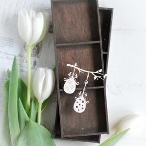 happy easter collection spring branch with eggs decorative laser cut chipboard element