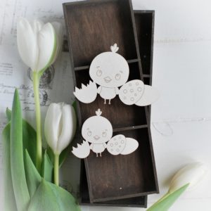 happy easter collection set of two laser cut chipboard elements chicken and eggs