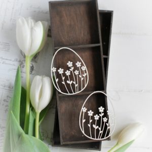happy easter collection set of 2 eggs with flowers decorative laser cut chipboards