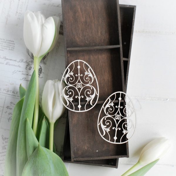 happy easter collection set of two decorative laser cut chipboard eggs