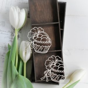 happy easter collection set of two easter basket decorative laser cut chipboard elements