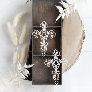 set of two cross decorative laser cut chipboard elements