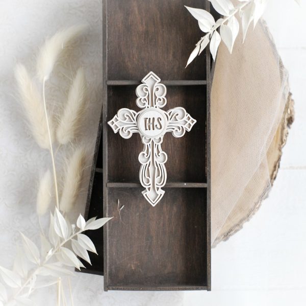 first holy communion 2d ihs cross decorative laser cut chipboard