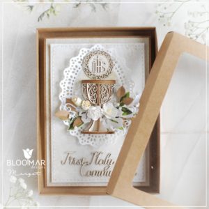 personalised handmade luxury first holy communion card in box