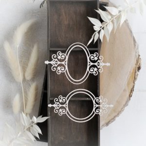 set of two decorative small laser cut chipboard frames