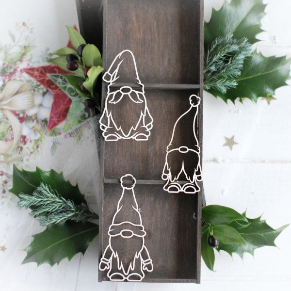 christmas collection set of gnomes decorative laser cut chipboard embellishments