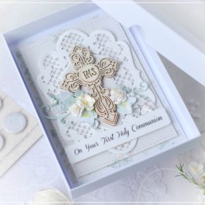 on your first holy communion card with cross