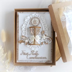 Personalised first holy communion card with 3d chalice chipboard
