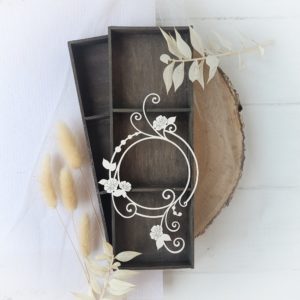 decorative laser cut chipboard frame with flowers and swirls