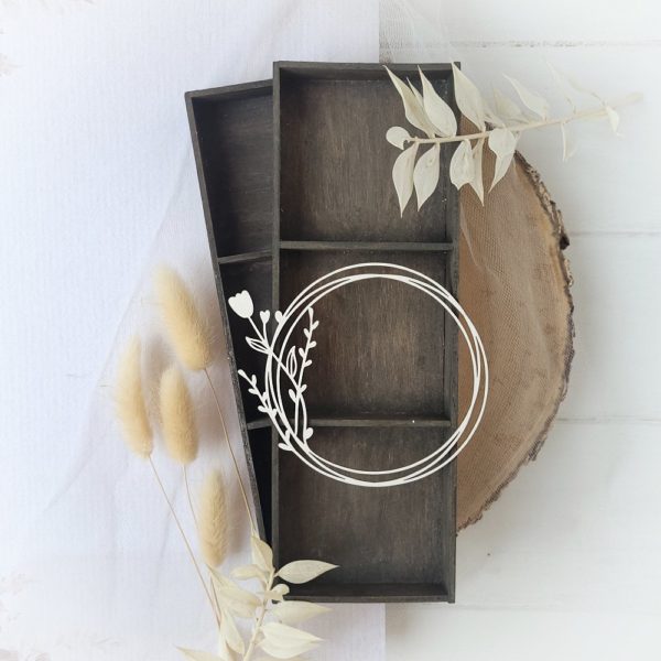 decorative laser cut chipboard frame with flower