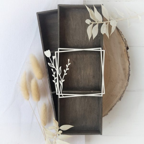 decorative square laser cut chipboard frame with flower