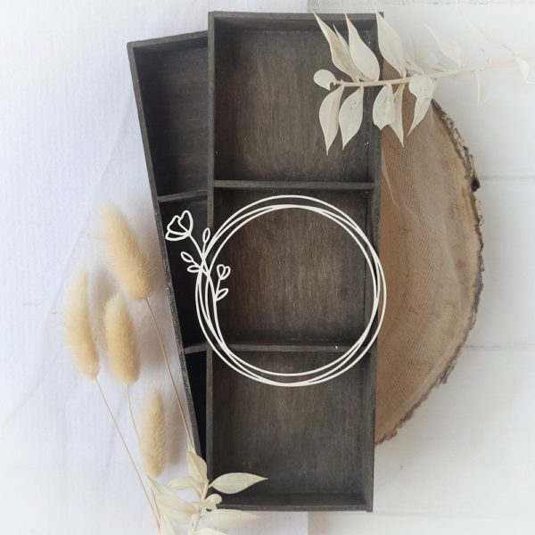 circle decorative laser cut chipboard frame with flower