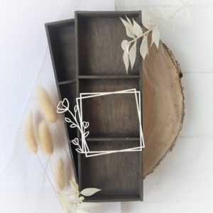 square decorative laser cut chipboard frame with flower