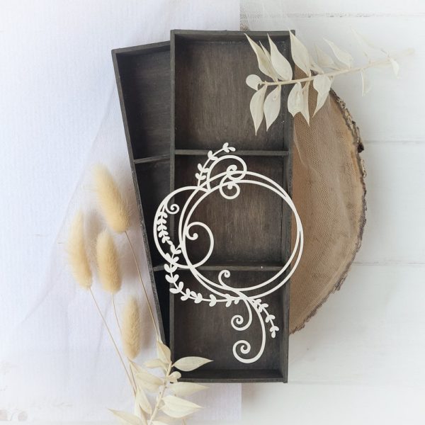 decorative laser cut chipboard frame decorated with swirls and branches