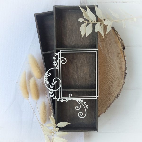 decorative laser cut chipboard frame with swirls and branches