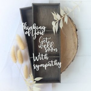 thinking of you, get well soon, with sympathy decorative laser cut chipboard words set