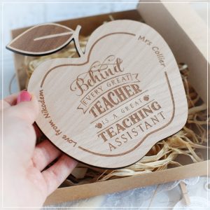 Personalised apple thank you teaching assistant wooden magnet gift