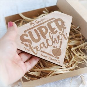 personalised superteacher thank you teacher wooden magnet gift