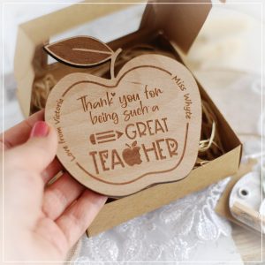 personalised thank you teacher wooden magnet gift