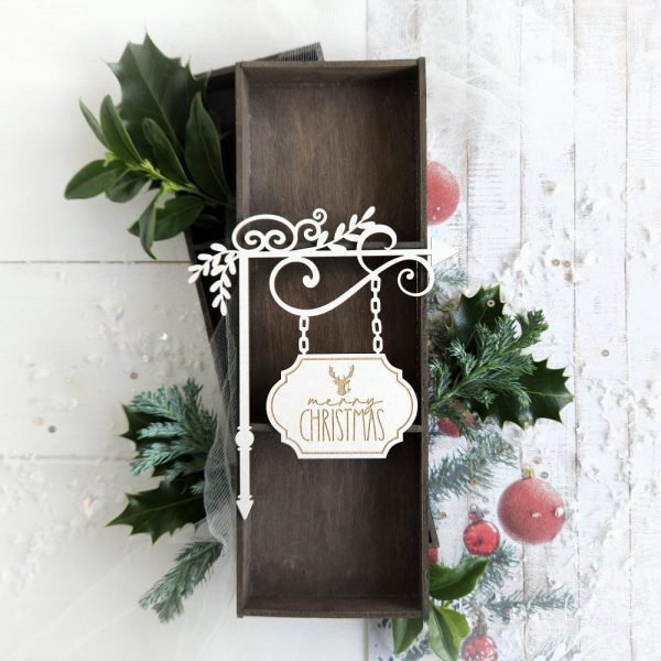 merry christmas decorative laser cut chipboard sign