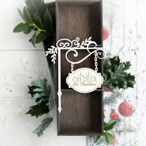 oh deer its christmas decorative laser cut chipboard sign