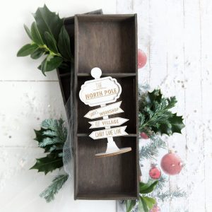the north pole christmas sign decorative laser cut chipboard