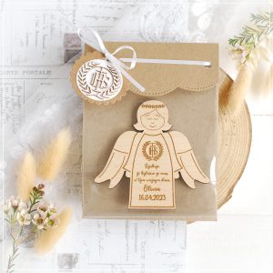 angel wooden first holy communion favour magnet podziekowanie komunijne