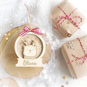 personalised wooden engraved christmas tree ornament decoration