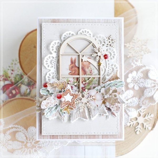 handmade christmas card decorated with chipboard embellishments