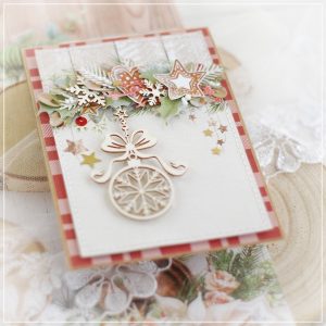 handmade christmas card with decorative bauble laser cut chipboard embellishment