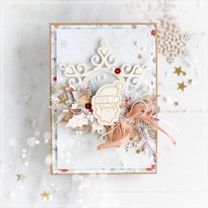 handmade christmas card with santa laser cut chipboard embellishment