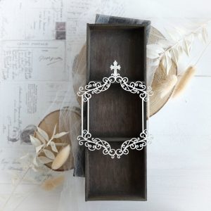 decorative laser cut chipboard frame with cross