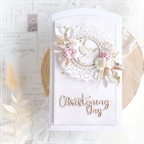 personalised handmade luxury card decorated with chipboard embellisments