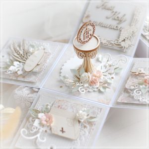 personalised first holy communion card box decorated with 3d laser cut chalice