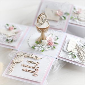 personalised first holy communion card box decorated with laser cut 3d chalice