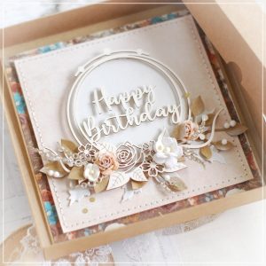 unique handmade happy birthday card in autumn shades with box