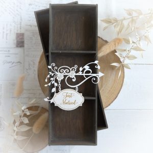 decorative laser cut wedding just married chipboard sign