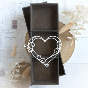 decorative laser cut heart frame chipboard element