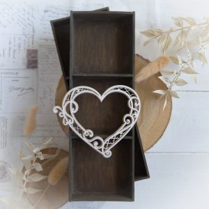 decorative laser cut 2 layered heart frame chipboard element