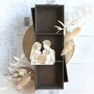 decorative laser cut engraved wedding couple chipboard embellishment