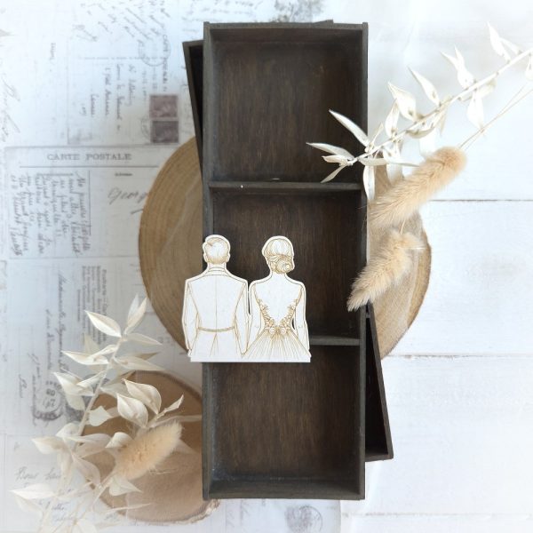 decorative laser cut wedding couple bride and groom engraved chipboard element