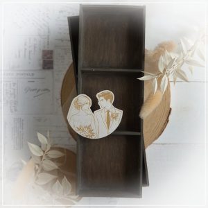 decorative laser cut engraved bride and groom chipboard embellishment
