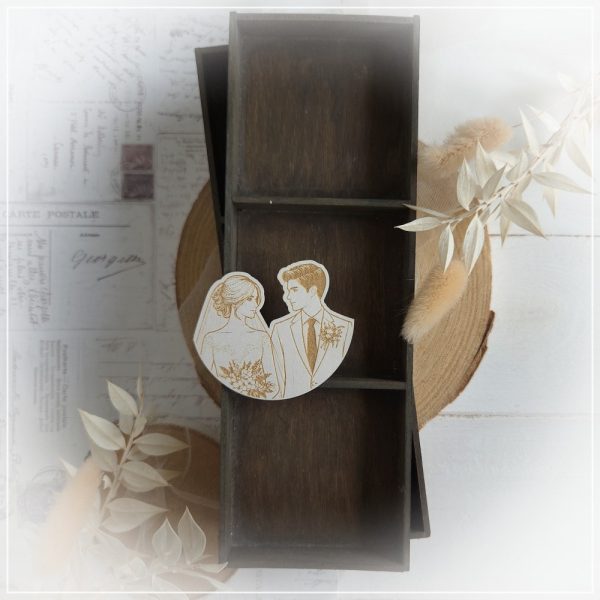 decorative laser cut engraved bride and groom chipboard embellishment