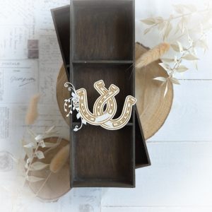 decorative laser cut wedding good luck horseshoe engraved chipboard element